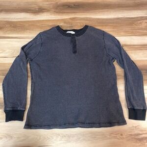 STANDARD CLOTH Waffle Knit Henley Shirt XL Mens Gray Cotton Blend